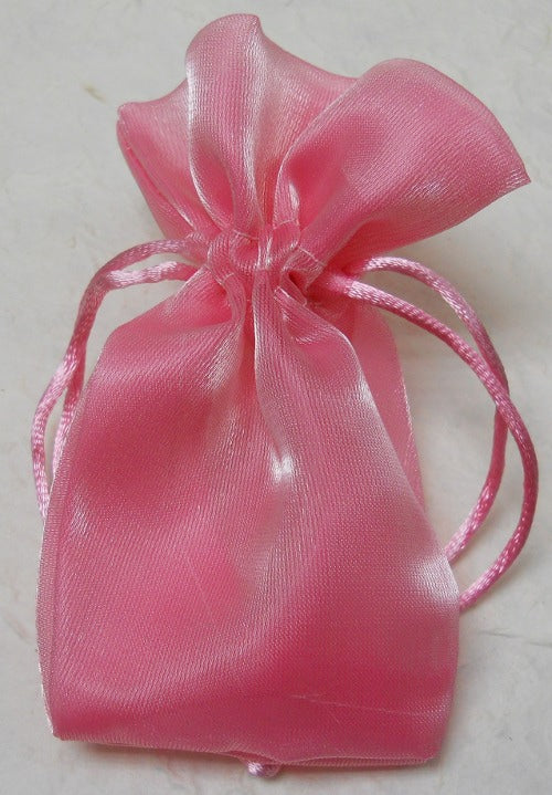 Sacchetto in organza lucida colore rosa per confezione bomboniere