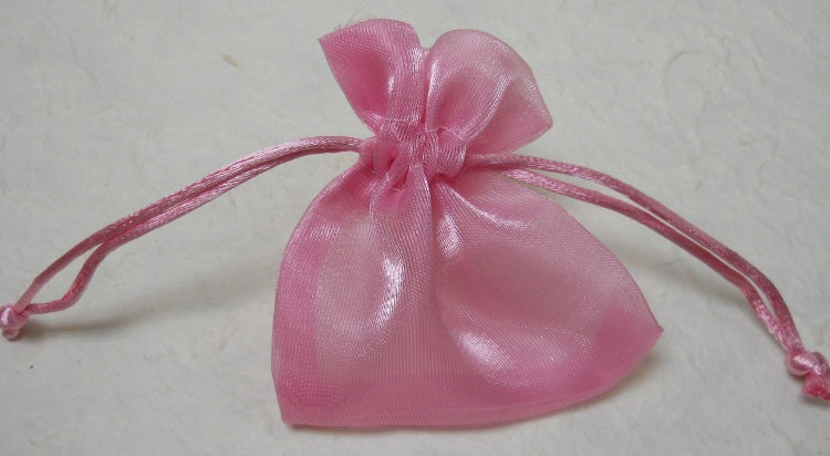 Sacchetto in organza lucida colore rosa per confezione bomboniere