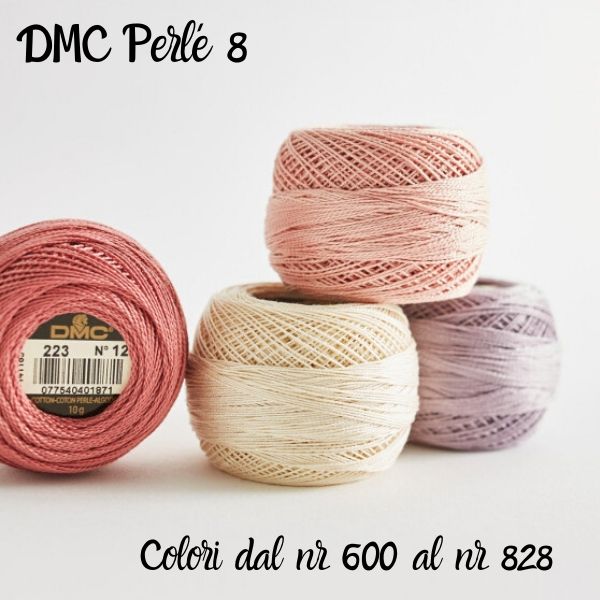 DMC Perlé 8 - Gomitolo 80 metri (10 gr.) - Colori dal nr 600 al nr 828