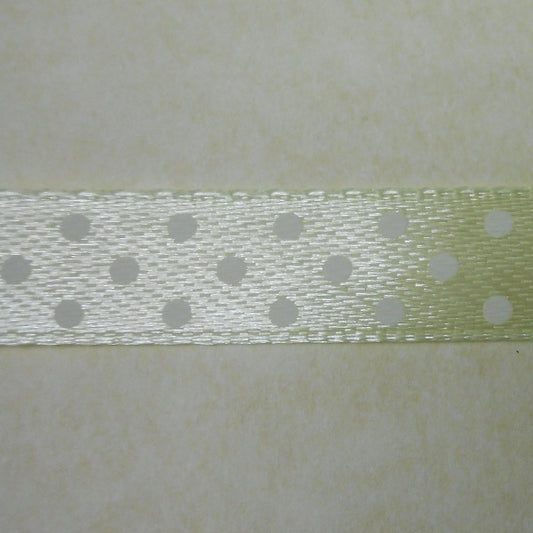 Nastro di Raso "Pois" Bianco su fondo Giallino (DP1109)