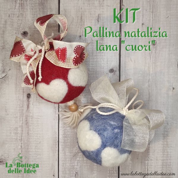 Kit Lana Pallina di Natale - Cuori – La Bottega delle Idee - Rimini