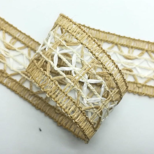 Nastro "Natura 2" Avorio e Avana - H 30 mm