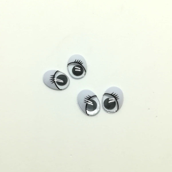 Occhi mobili ovali con ciglia - 15 mm