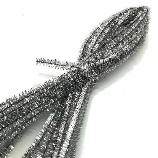 Confezione 10 scovolini in ciniglia Lunghezza 50 cm e diametro 8 mm - colore argento