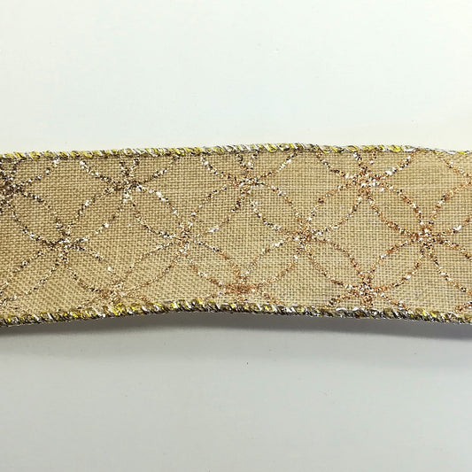 Nastro Elegant in Juta/Oro/Argento - 38 mm