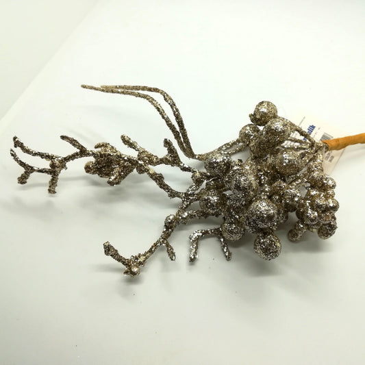 Pick con bacche color champagne glitter