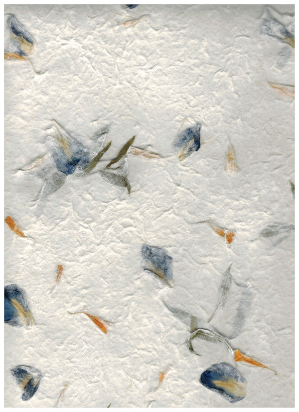 Carta di Gelso con inserti floreali - Fiori Blu (SG12)