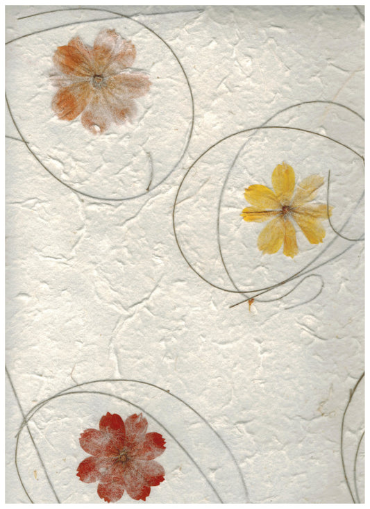 Carta di Gelso con inserti floreali - Fiori Gialli e Arancioni (SG13)