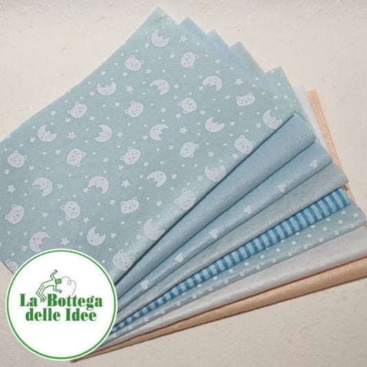 Pannolenci 1 mm - Set 8 tagli 40 cm x 30 cm nelle tonalità del celeste/azzurro