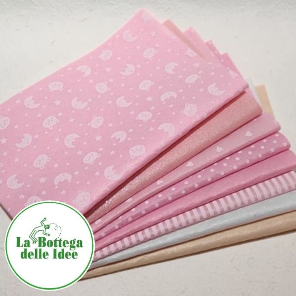 Pannolenci 1 mm - Set 8 tagli 40 cm x 30 cm nelle tonalità del rosa