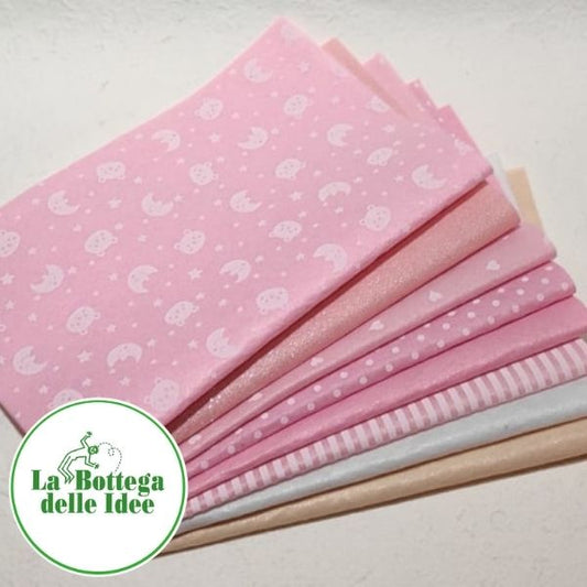 Pannolenci 1 mm - Set 8 tagli 40 cm x 30 cm nelle tonalità del rosa