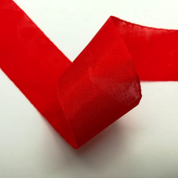 Tubolare in organza - Rosso - 38mm (al metro)