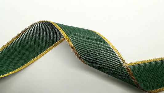 Nastro Juta verde e bordo oro H 40 mm