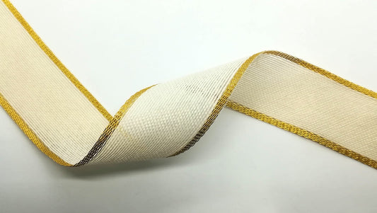 Nastro Juta sabbia e bordo oro H 40 mm
