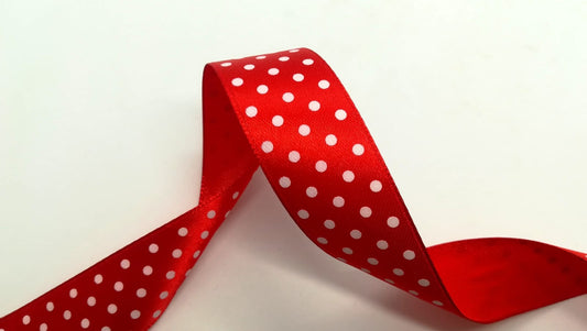 Nastro "Pois" rosso pois bianchi 25 mm