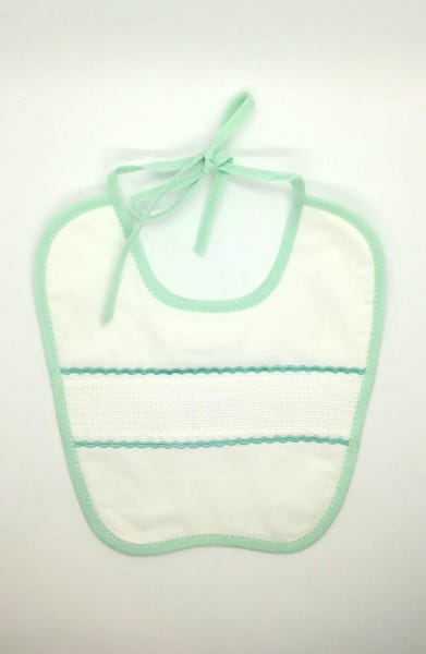 Bavaglino Neonato Sagomato Bianco/Verde Chiaro