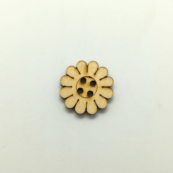 Bottone a fiore in legno naturale (4 misure)