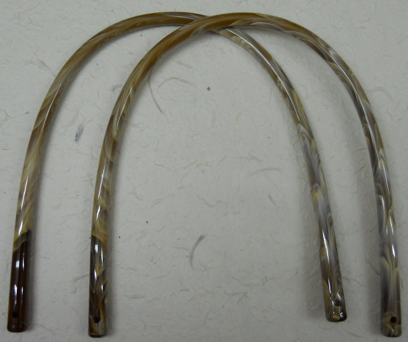 Set 2 manici rigidi in acrilico imitazione corno