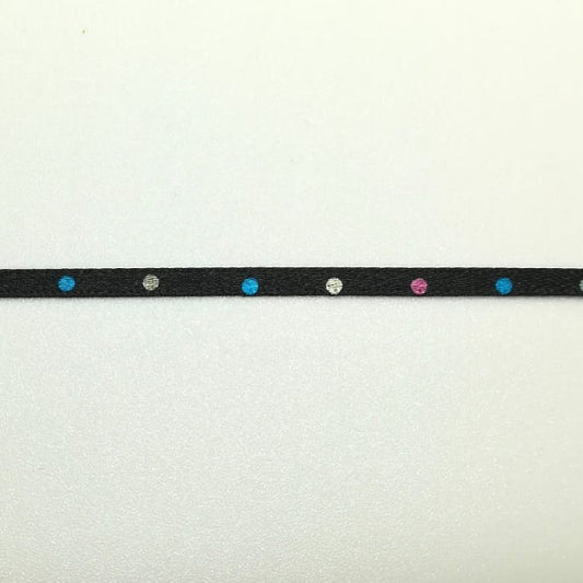 Nastro raso Nero a pois Multicolor H 3 mm