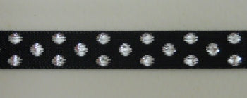 Nastro "Pois Lurex" Nero e Argento - H 10 mm