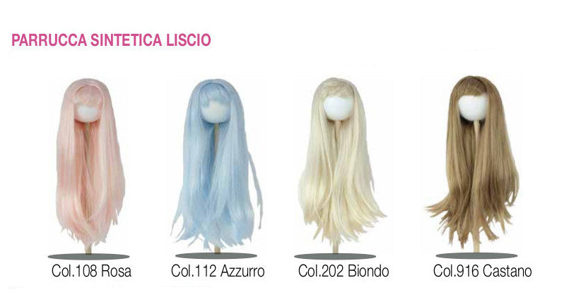 Parrucca sintetica capelli lisci - Azzurro (112)