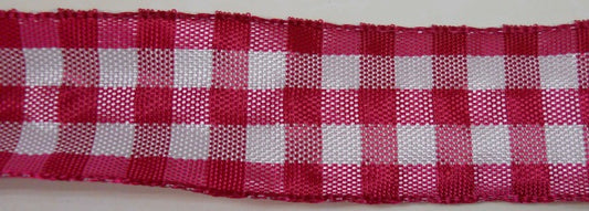 Nastro "Quadri" porpora/bianco 25 mm