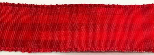 Nastro "Quadri" rosso/bordeaux  H 25 mm