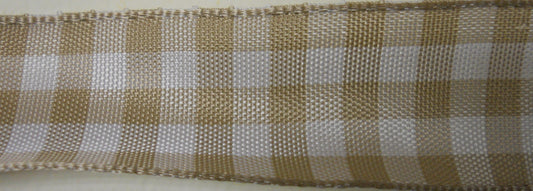 Nastro "Quadri" tortora/bianco  25 mm