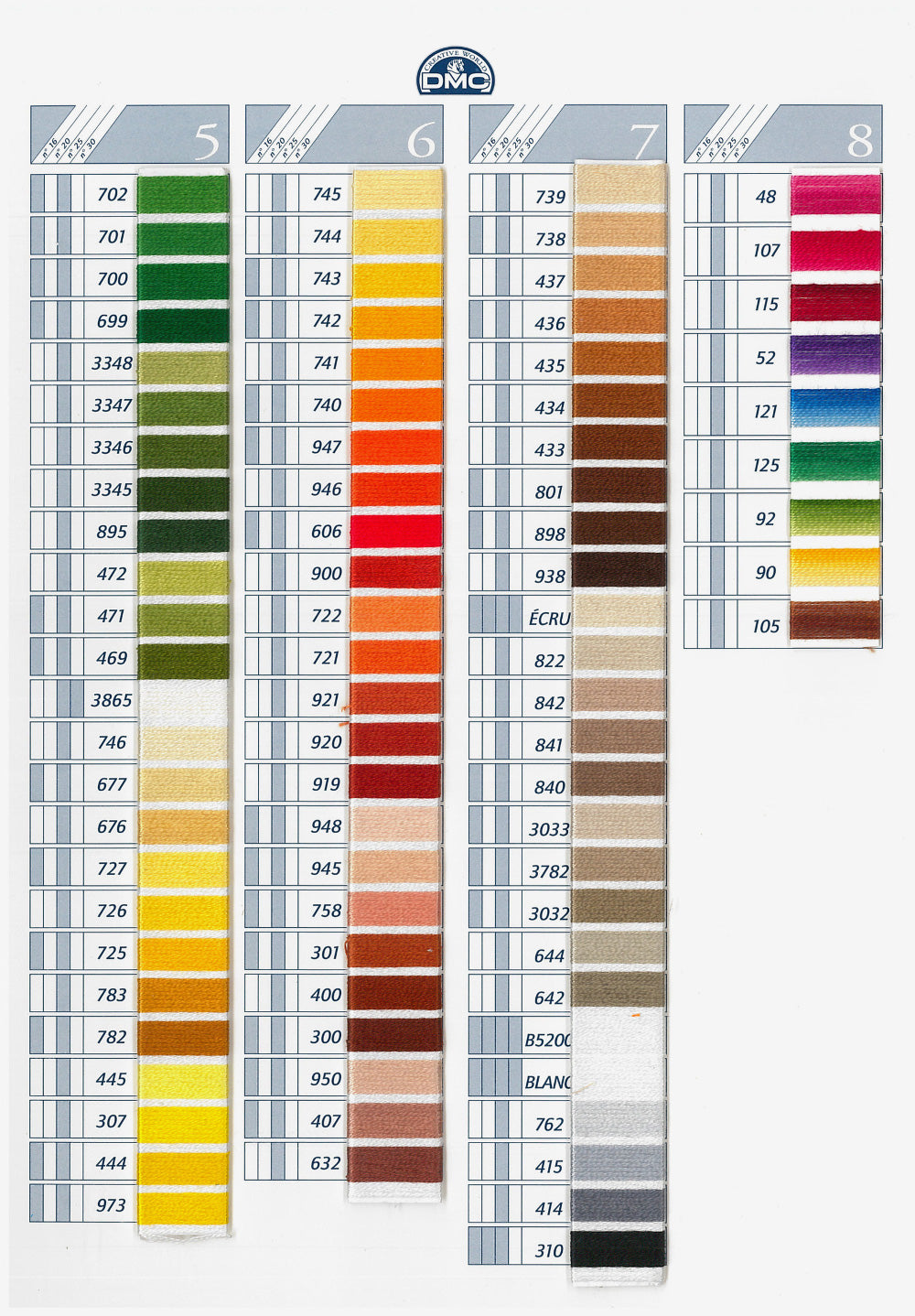 DMC Broder Spécial (Ricamo 25) - Colori dal nr 601 al nr 899