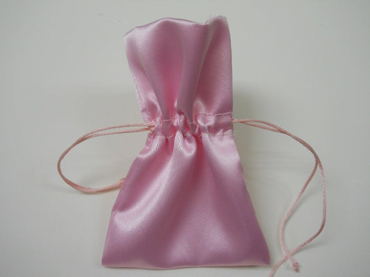 Sacchetto in raso lucido colore rosa per confezione bomboniere