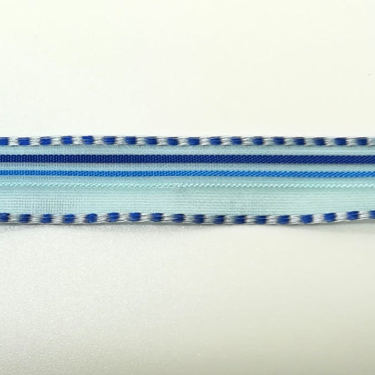 Nastro "Ravenna" organza Azzurro e Blu H 15 mm