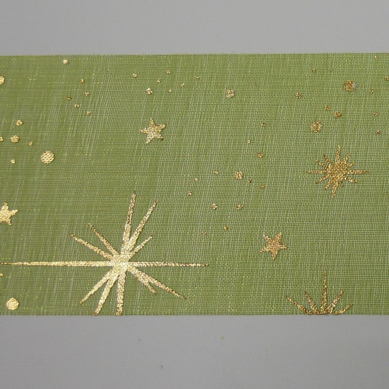 Nastro Organza "Stelle" Verde/Oro