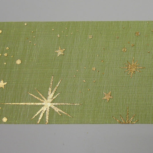 Nastro Organza "Stelle" Verde/Oro