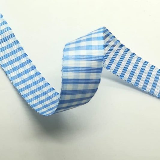 Nastro "Vichy" Azzurro e Bianco - H 20 mm
