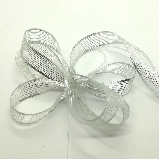 Nastro Rete con tirante - Argento - H 15 mm